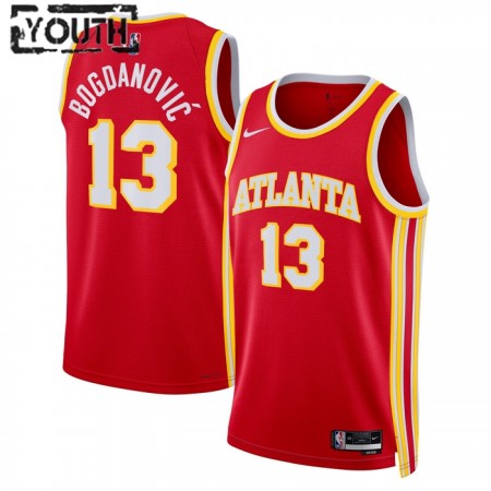 Dječji NBA Dres Atlanta Hawks Bogdan Bogdanovic 13 Nike 2022-23 Icon Edition Crvena Swingman